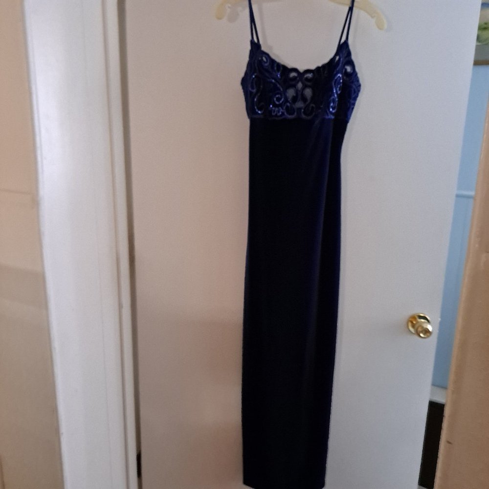 Gorgeous Royal Blue Velvet and Beaded Gown